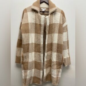 🤎 H by Halston Buffalo Plaid Knit Cardigan Coat 🤎 Size Small